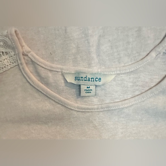 Sundance Dolman Sleeve Madeline Dream Boxy Linen Blend Top White Lace Detailing - Picture 5 of 7